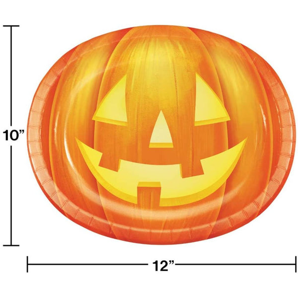 Grinning Pumpkins Oval Platter 12In 8Pcs
