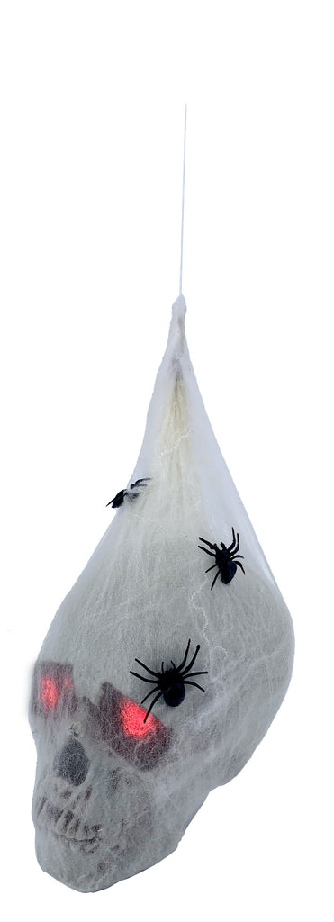 LED Hanging Skull with Spider Web