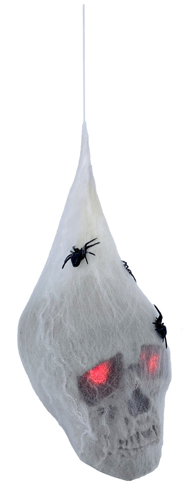LED Hanging Skull with Spider Web