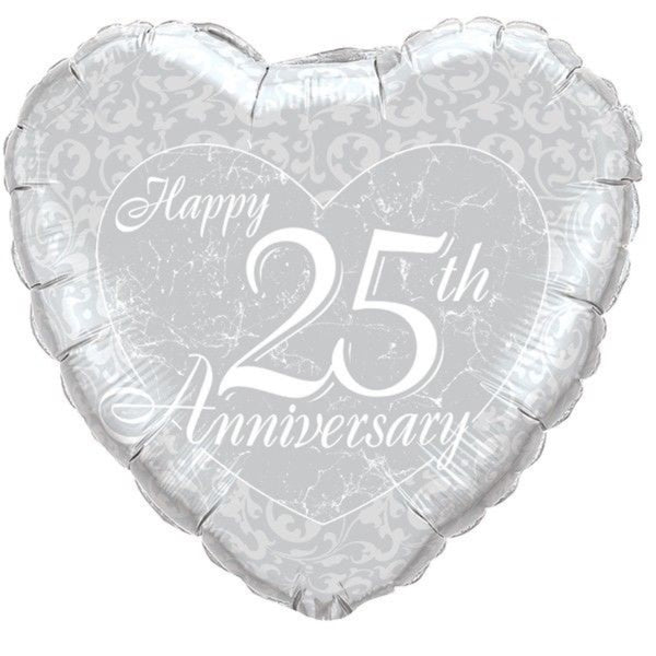 Happy 25th Anniversary Heart Foil Balloon