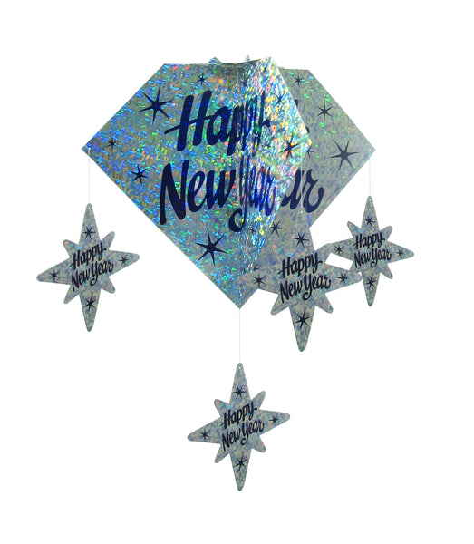 Holographic 3D Hanging Decoration Silver 29in 1pc/packt