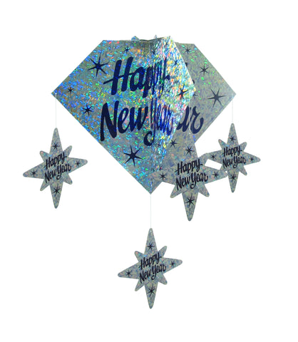 Holographic 3D Hanging Decoration Silver 29in 1pc/packt