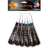 10" Horns Black Streamers Happy New Year 1 X 6