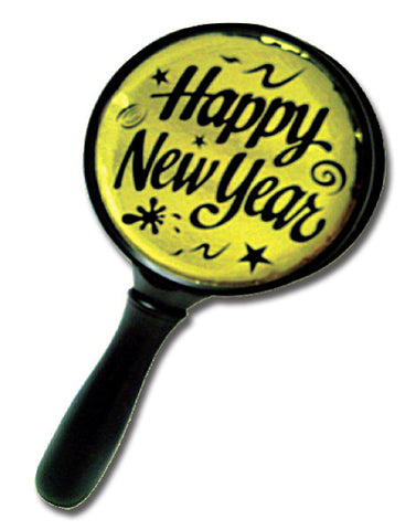 Tambourine Happy New Year 9in Gold