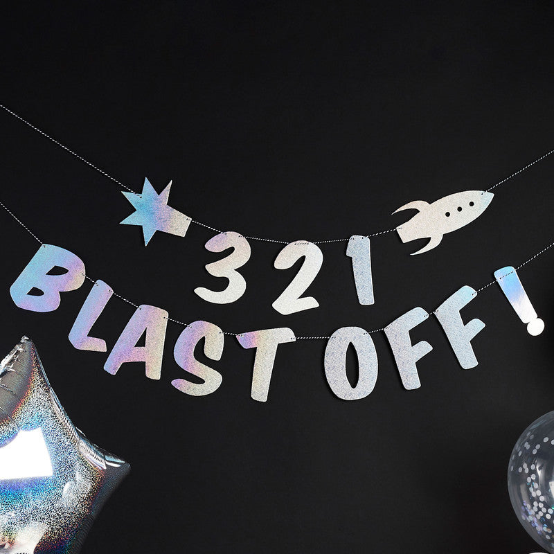 '3 2 1 Blast Off' Banner 2m