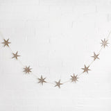 Gold Wooden Glitter Star Garland 2m