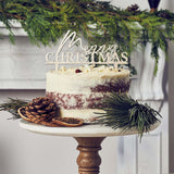 Wood 'Merry Christmas' Cake Topper 1Pc