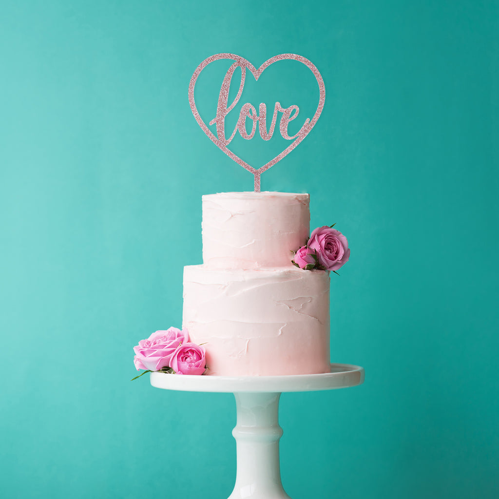 Rose Gold Acrylic 'Love' Cake Topper