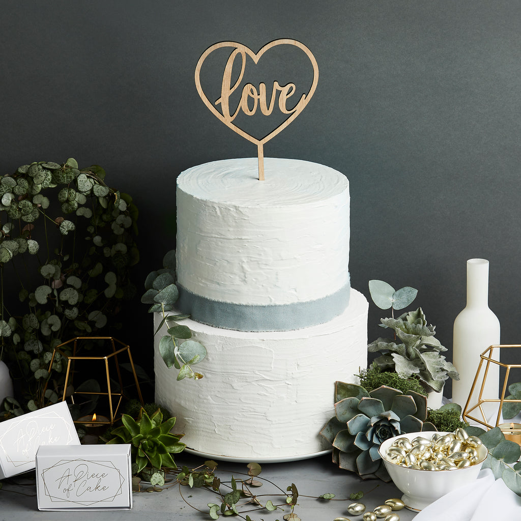 'Love' Wooden Cake Topper