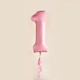 Pastel Pink '1' Foil Balloon 40" with tassels