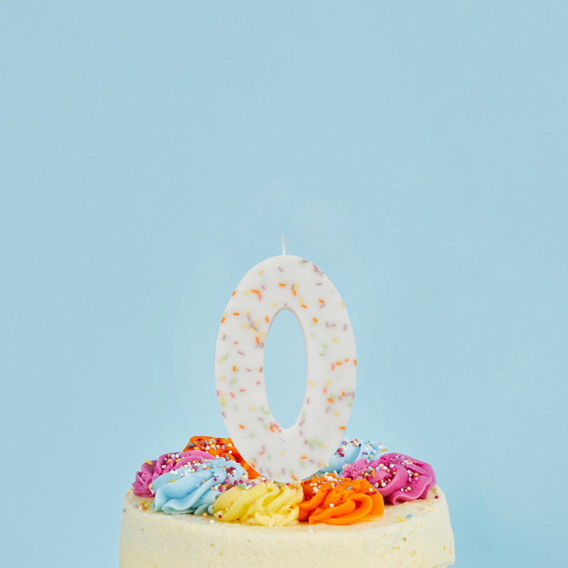 Jumbo Number '0' Sprinkle Candle