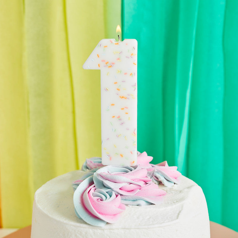 Jumbo Number '1' Sprinkle Candle