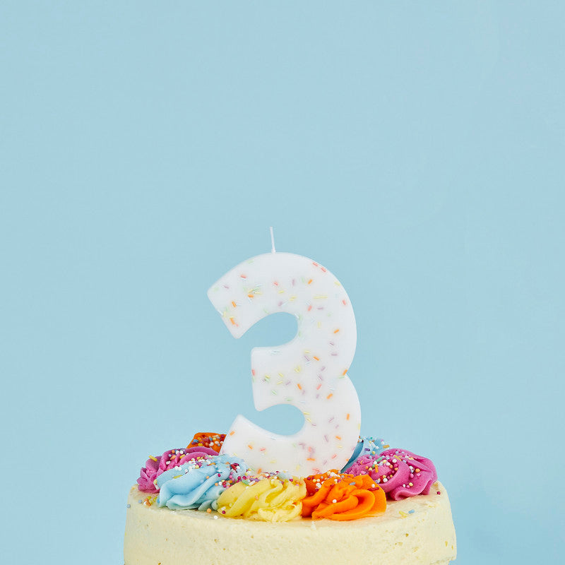 Jumbo Number '3' Sprinkle Candle