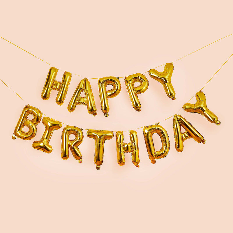 Gold 'Happy Birthday 16" Foil Balloon Garland