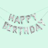 Silver 'Happy Birthday' 16" Foil Balloon Garland