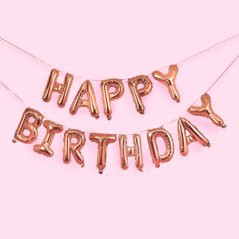 Rose Gold 'Happy Birthday' 16" Foil Balloon Garland