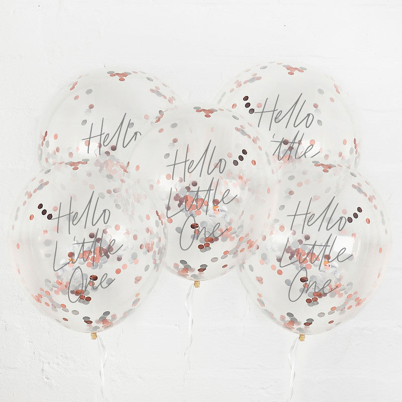 Hello Little One' Confetti Filled Latex 12" Balloons 5Ct