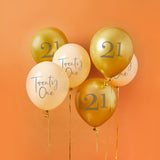 Gold & Nude 'Twenty One' Latex 12" Balloons 6Ct