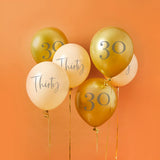 Gold & Nude 'Thirty' Latex 12" Balloons 6Ct