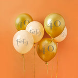 Gold & Nude 'Forty' Latex 12" Balloons 6Ct