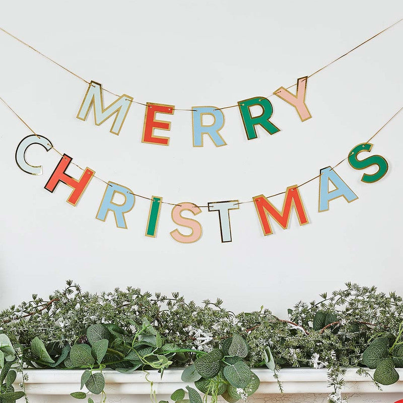 Gold Foiled Merry Christmas Card Banner 2.5m
