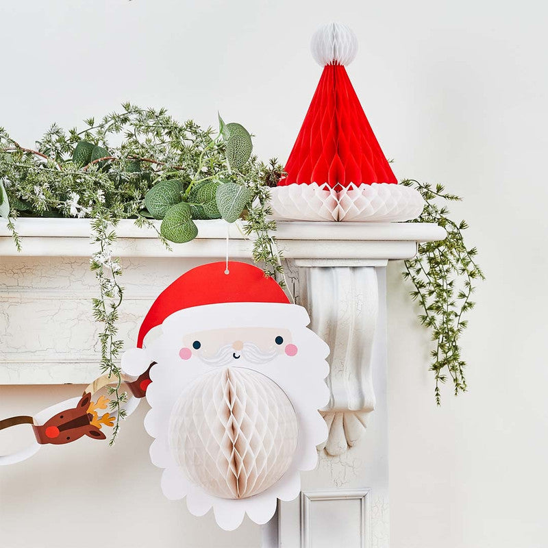 Santa Honeycomb Decorations Set 2 Pack