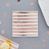 Rose Gold Striped Paper Napkins 165x165mm 16/Pack