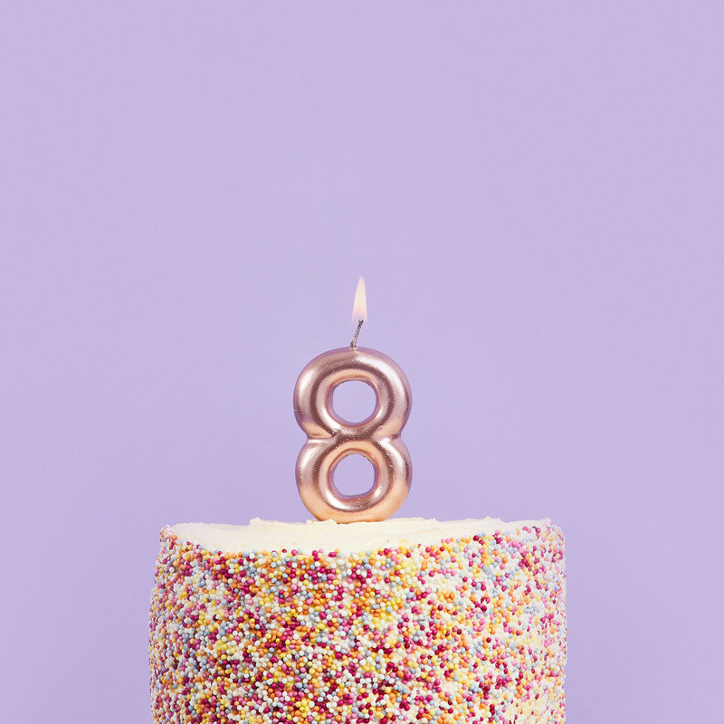 Rose Gold Number  '8' Candle