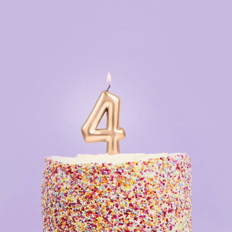 Gold Number '4' Candle