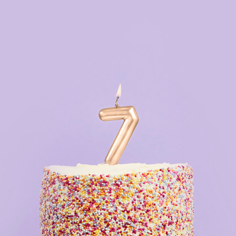 Gold Number '7' Candle