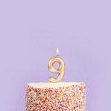 Gold Number '9' Candle