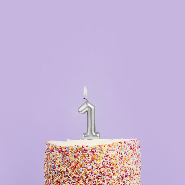 Silver Number  '1' Candle