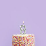 Silver Number '8' Candle