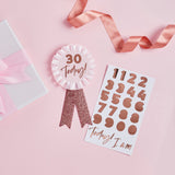 Rose Gold Milestone Birthday Badge Personalised with 1 Sticker Sheet