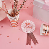 Rose Gold Milestone Birthday Badge Personalised with 1 Sticker Sheet