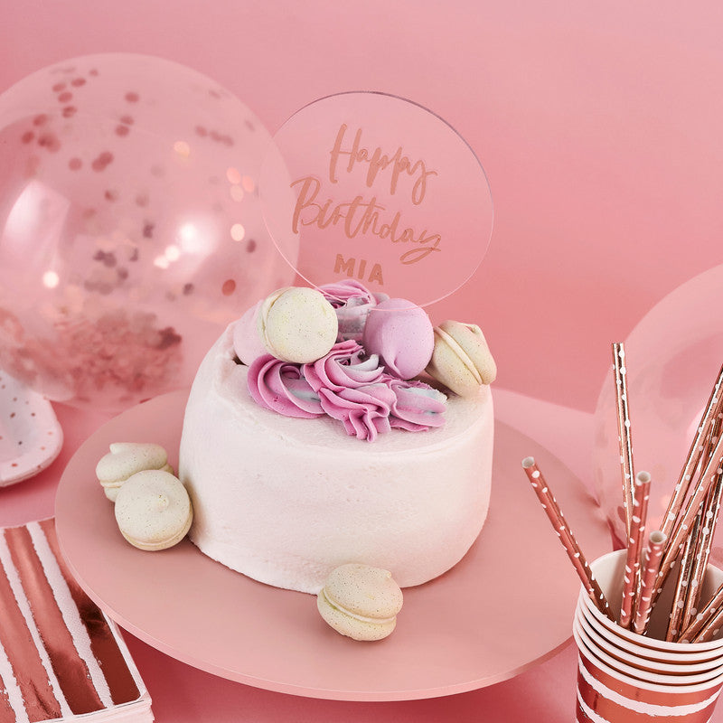 Acrylic Cake Topper & x2 Rose Gold Sticker Sheets