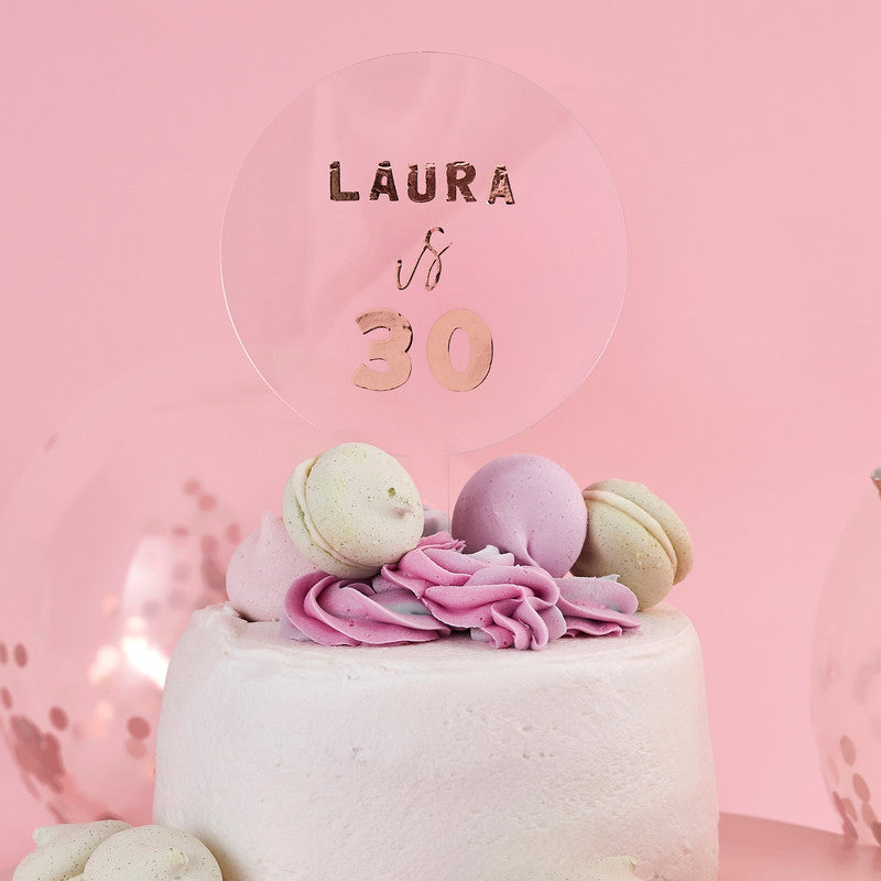 Acrylic Cake Topper & x2 Rose Gold Sticker Sheets