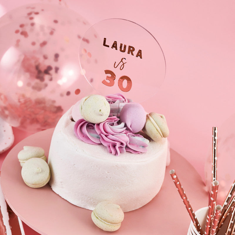 Acrylic Cake Topper & x2 Rose Gold Sticker Sheets