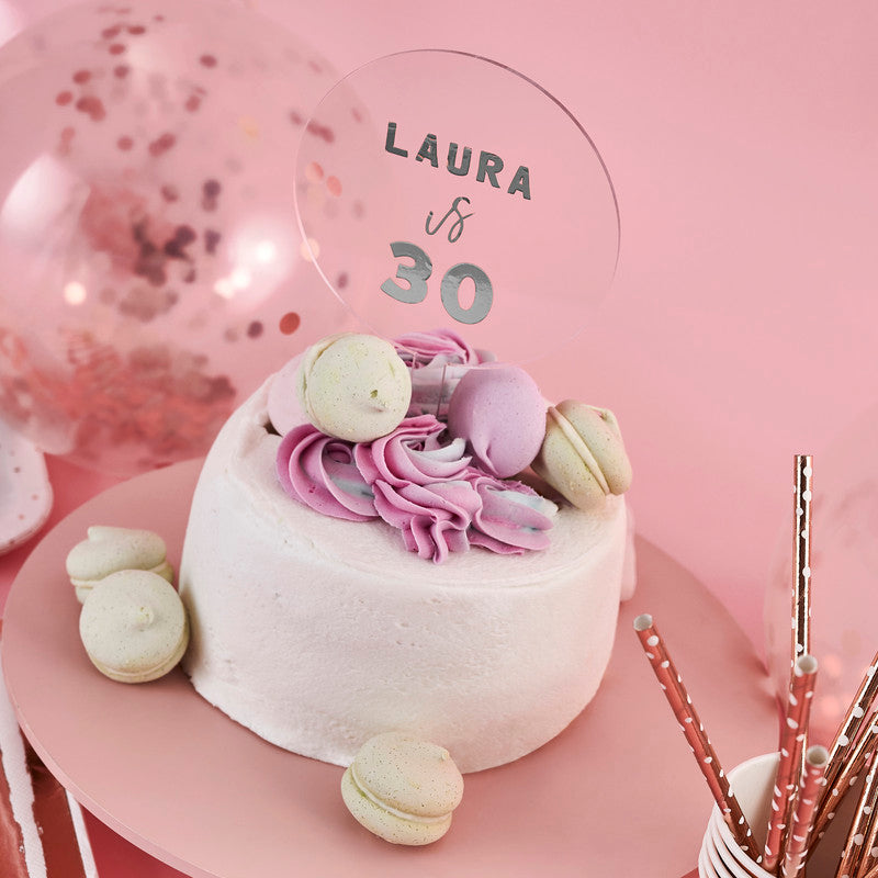 Acrylic Cake Topper & x2 Silver Sticker Sheets