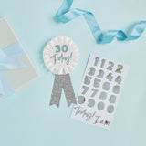 Silver Milestone Birthday Badge Personalised with 1 Sticker Sheet