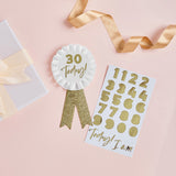 Gold Milestone Birthday Badge Personalised with 1 Sticker Sheet