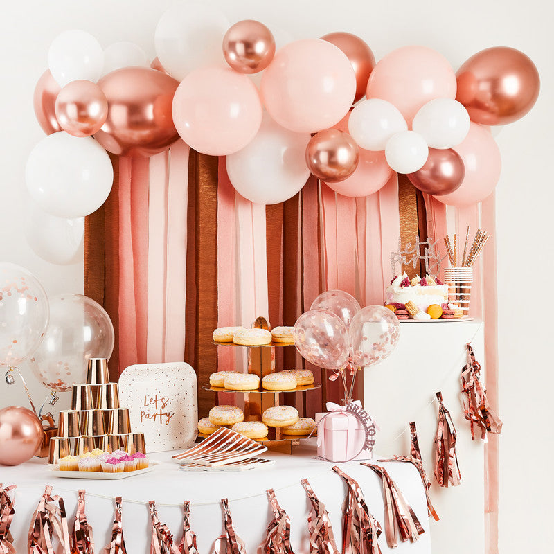 Rose Gold Metallic Balloon & Streamer Backdrop Set
