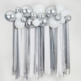 Silver Metallic Balloon & Streamer Backdrop Set