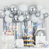Silver Metallic Balloon & Streamer Backdrop Set