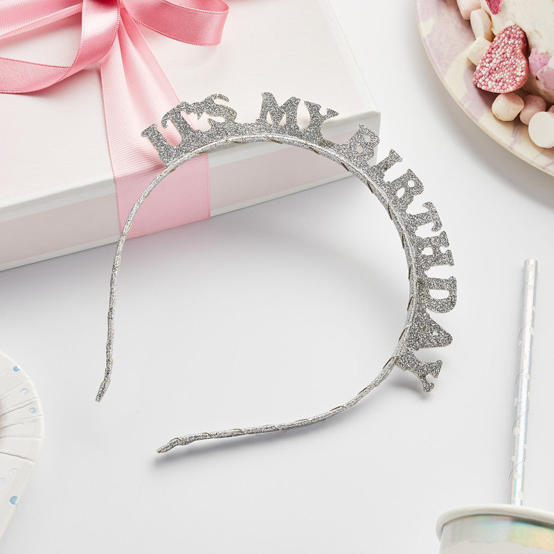 Silver 'It's My Birthday' Birthday Glitter Headband