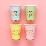 Pastel 'Happy Birthday' Paper Cups 8Oz. 8/Pack