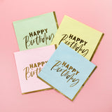 Pastel 'Happy Birthday' Paper Napkins 165x165mm 16/Pack