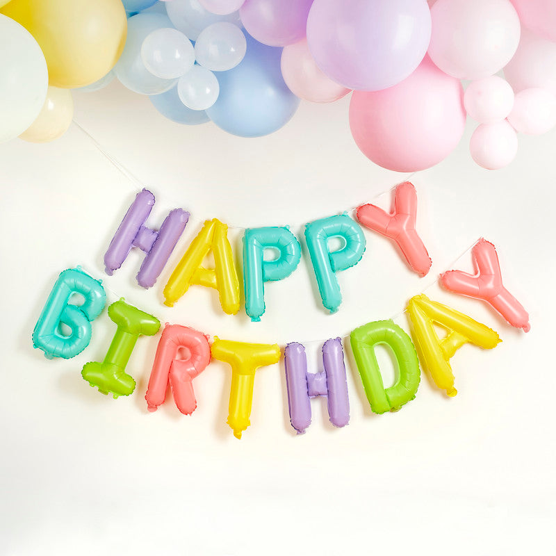 Pastel 'Happy Birthday' 16" Foil Balloon Garland