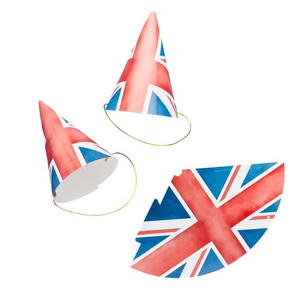 Union Jack Paper Party Hats 10Pcs