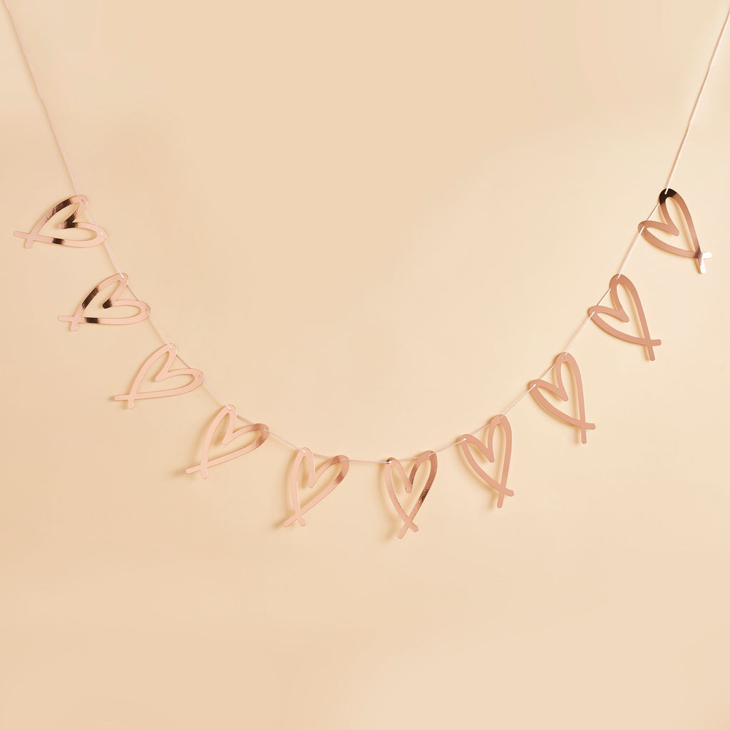 Rose Gold Heart Garland 2m